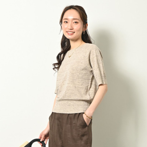 ゼラールスポーツ ウォッシャブル フレンチリネン混 プレーティング天竺 ニットＴシャツ