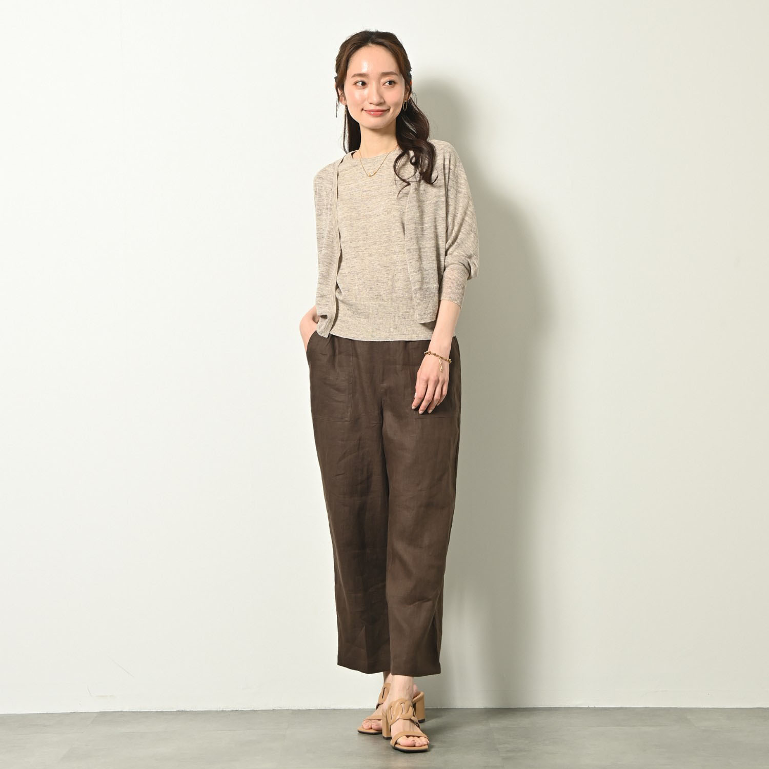 ゼラールスポーツ ウォッシャブル フレンチリネン混 プレーティング天竺 ニットＴシャツ