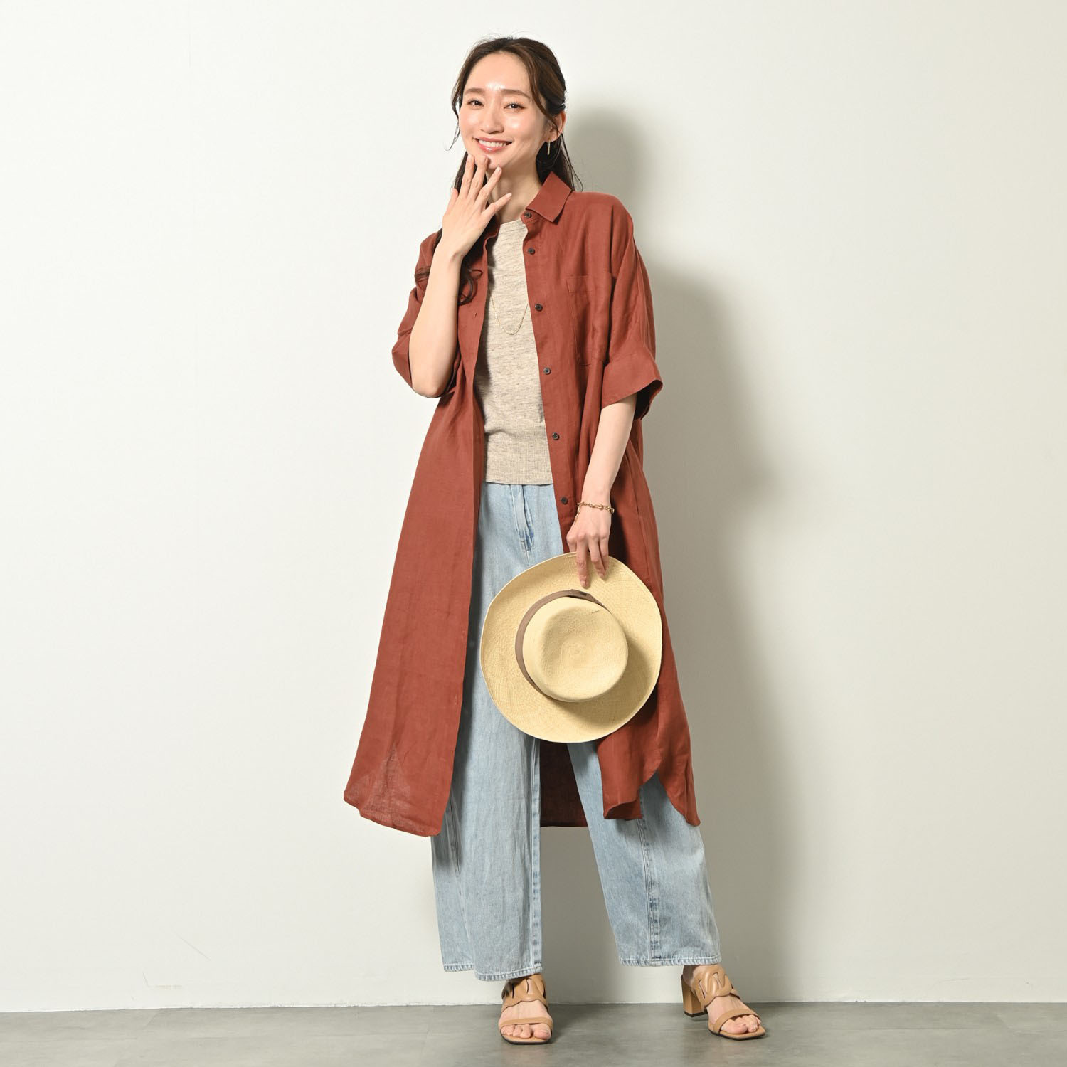 ゼラールスポーツ ウォッシャブル フレンチリネン混 プレーティング天竺 ニットＴシャツ