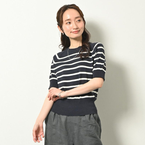 ゼラールスポーツ ウォッシャブル フレンチリネン混 プレーティング天竺 ニットＴシャツ