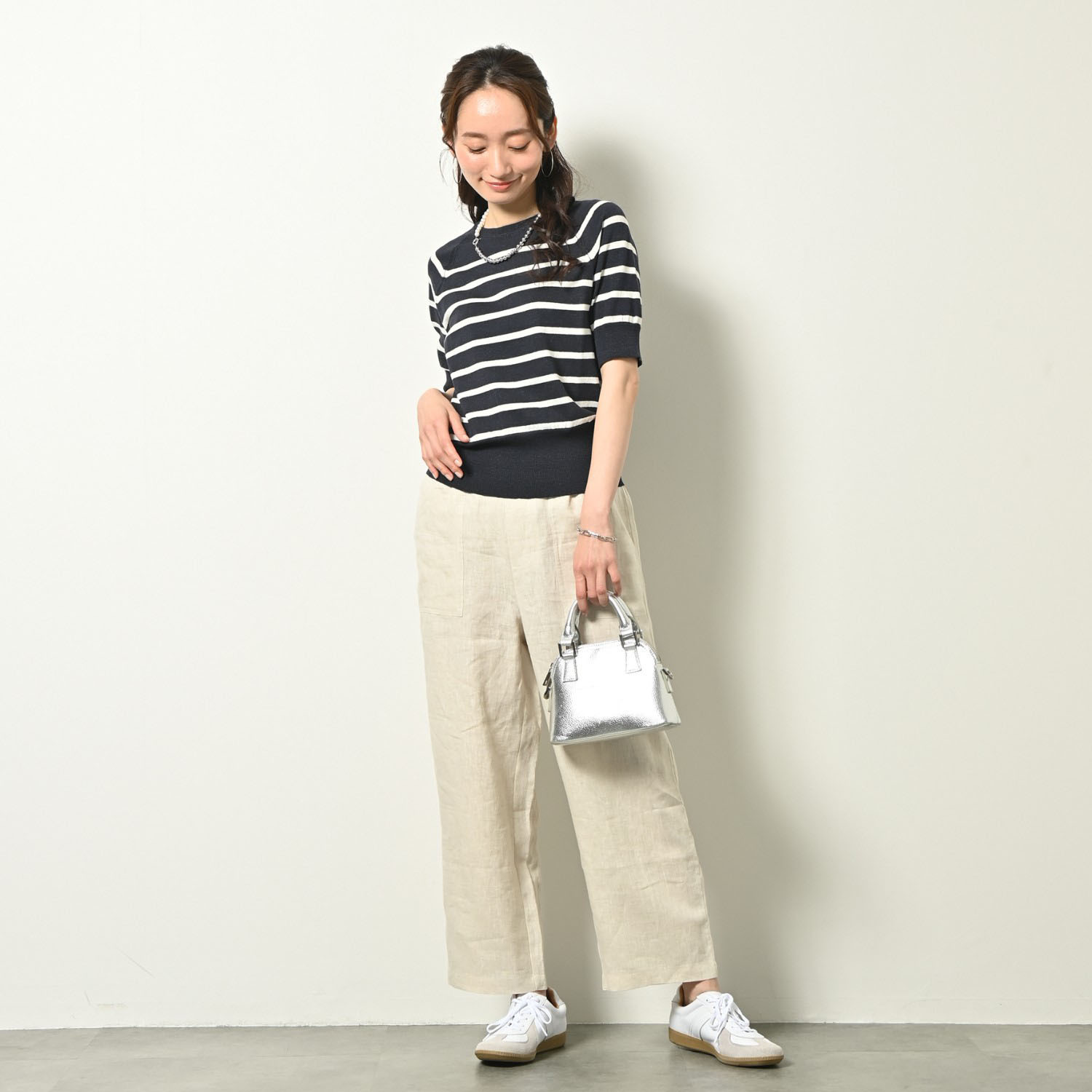 ゼラールスポーツ ウォッシャブル フレンチリネン混 プレーティング天竺 ニットＴシャツ