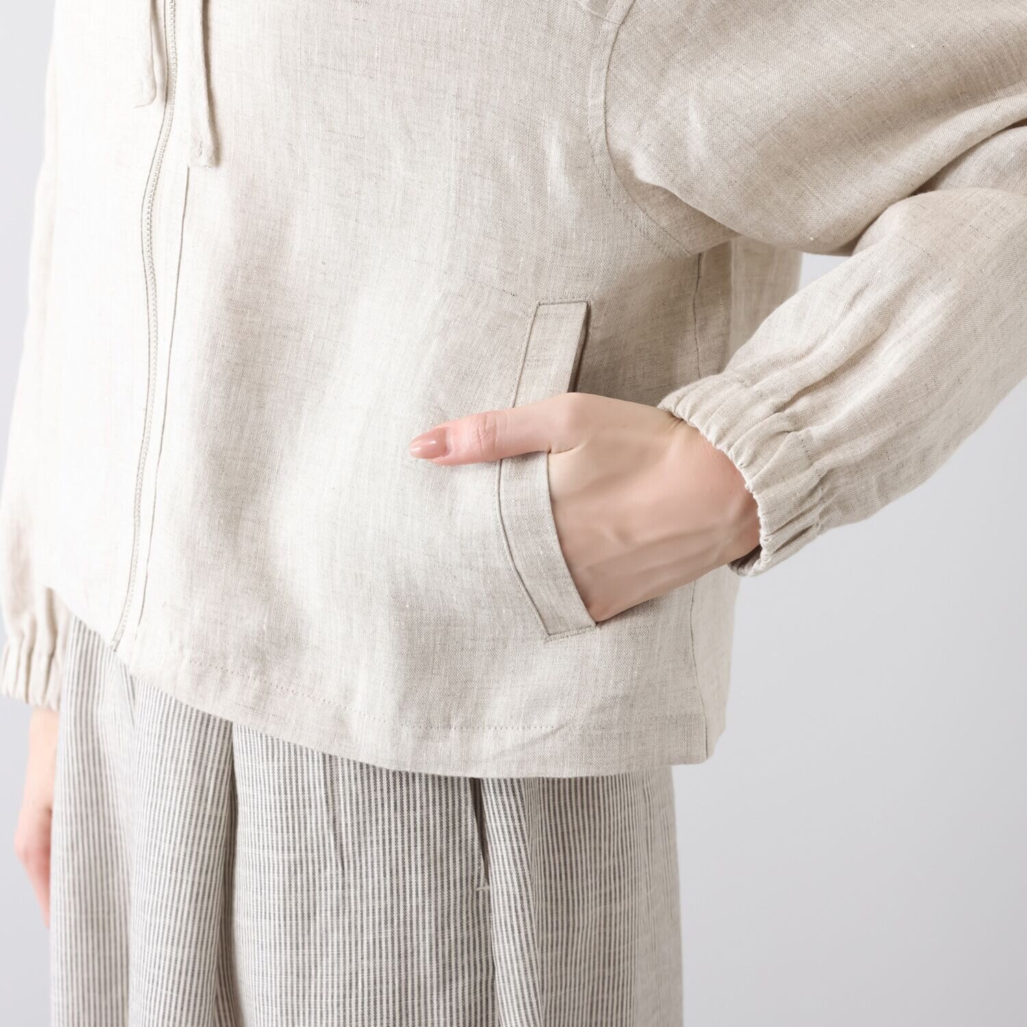 ゼラールスポーツ フレンチリネン１００％ しなやか＆ソフト仕上げ きれい見えパーカー