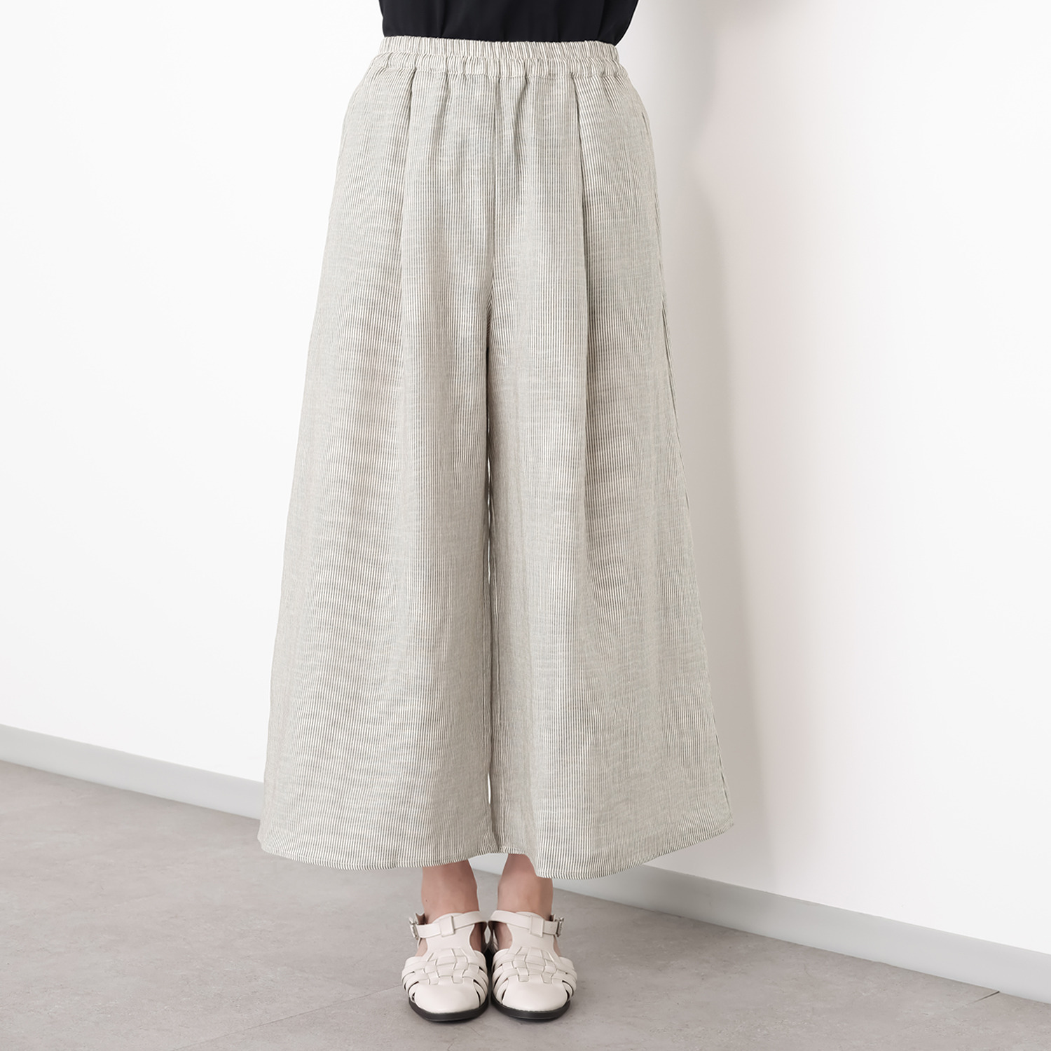 ゼラールスポーツ フレンチリネン１００％ しなやか＆ソフト仕上げ タックデザイン スカート見えパンツ