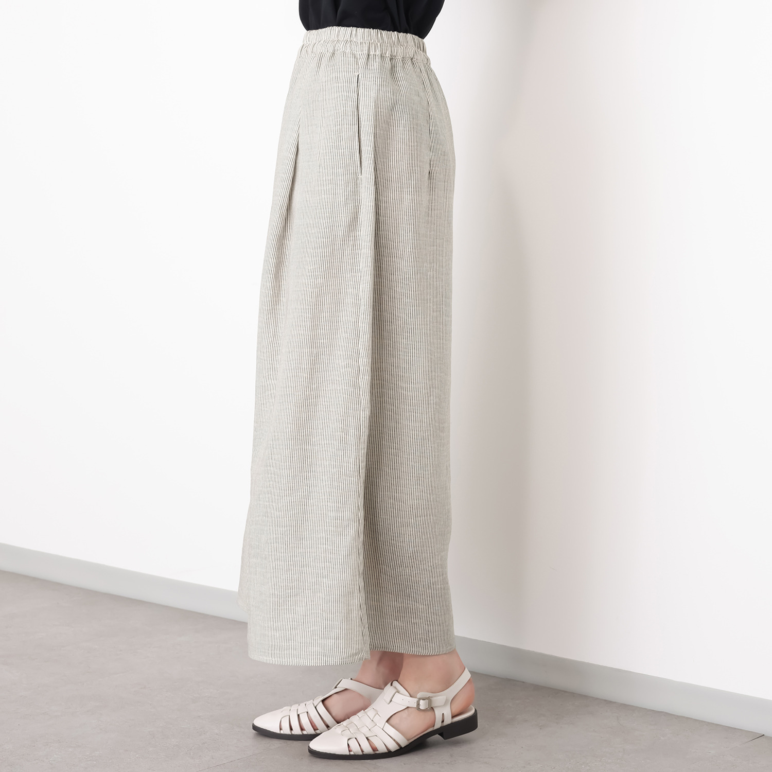 ゼラールスポーツ フレンチリネン１００％ しなやか＆ソフト仕上げ タックデザイン スカート見えパンツ