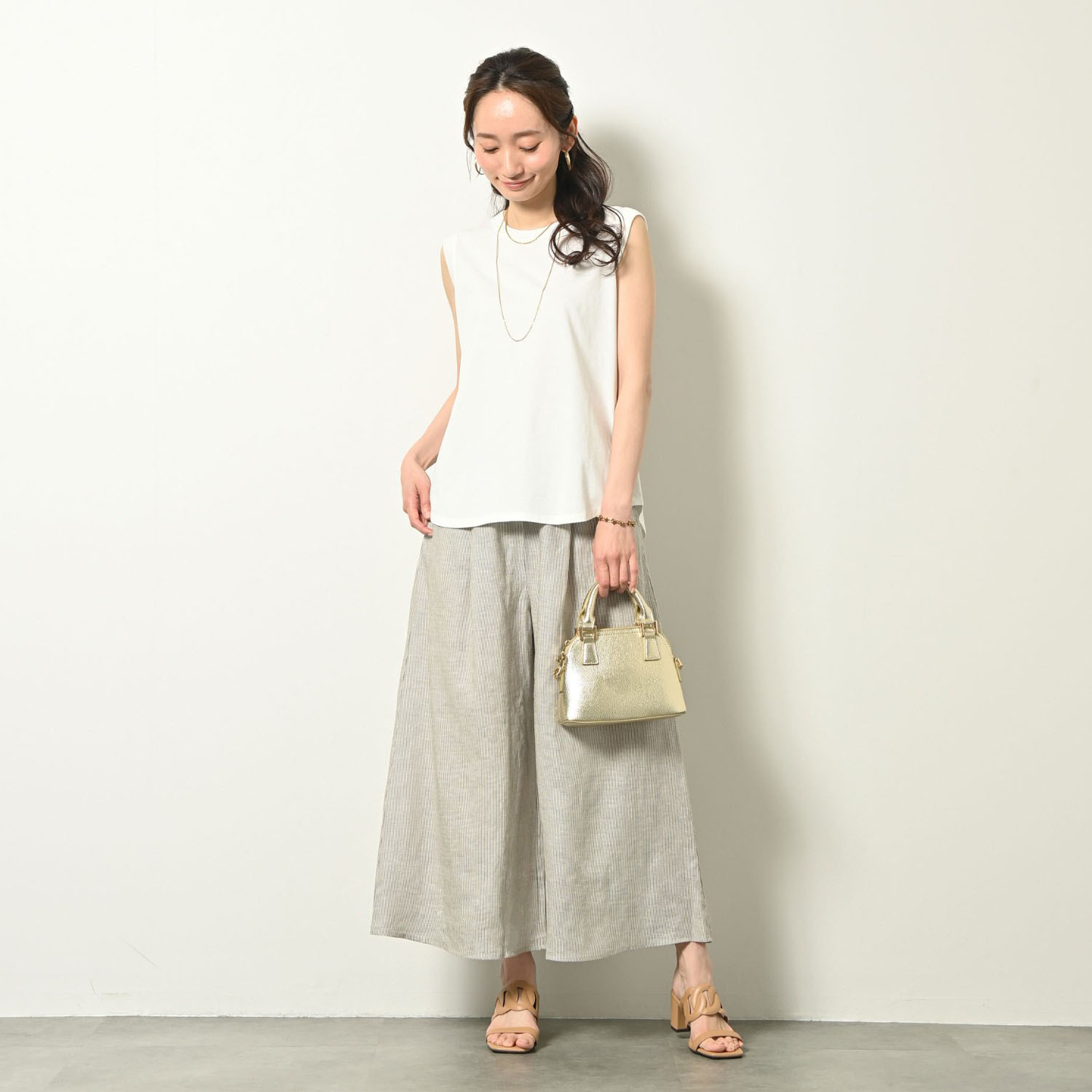 ゼラールスポーツ フレンチリネン１００％ しなやか＆ソフト仕上げ タックデザイン スカート見えパンツ