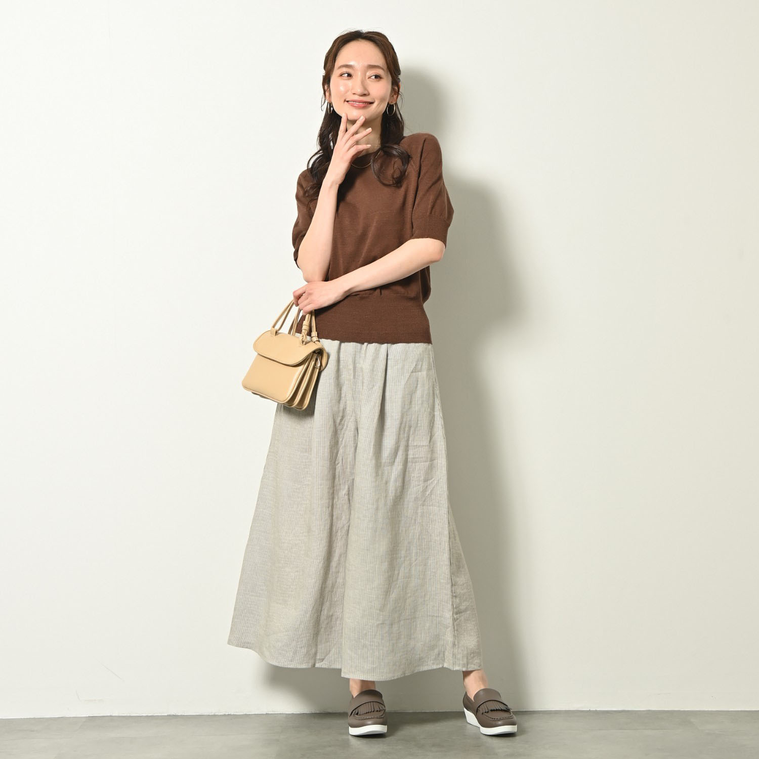 ゼラールスポーツ フレンチリネン１００％ しなやか＆ソフト仕上げ タックデザイン スカート見えパンツ