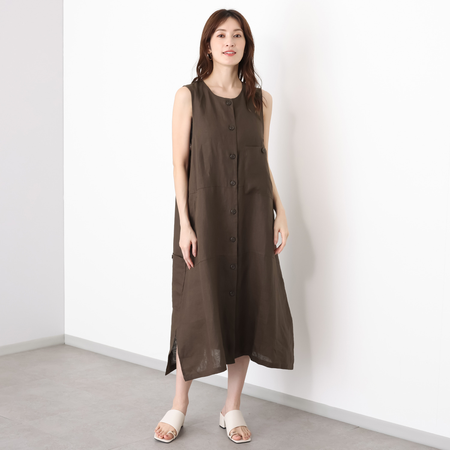 ゼラールスポーツ フレンチリネン１００％ しなやか＆ソフト仕上げ ポケットデザイン ロングジレ