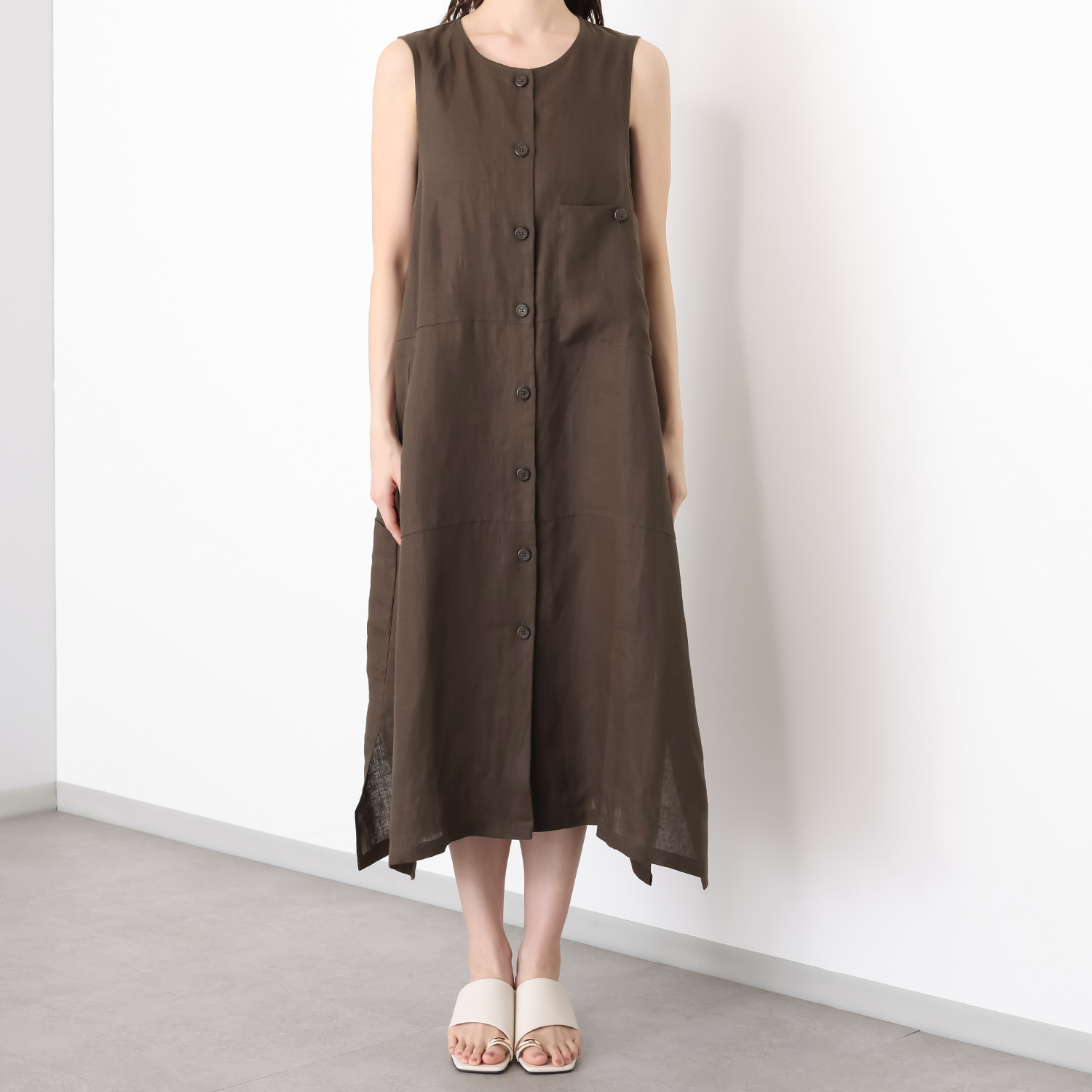 ゼラールスポーツ フレンチリネン１００％ しなやか＆ソフト仕上げ ポケットデザイン ロングジレ