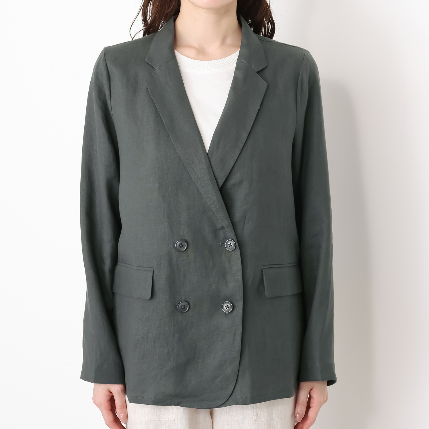 ゼラールスポーツ フレンチリネン１００％ しなやか＆ソフト仕上げ ダブルフロント テーラーカラー ライトジャケット