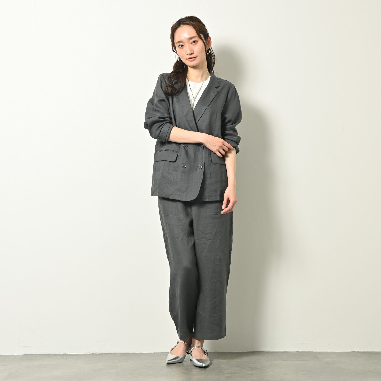 ゼラールスポーツ フレンチリネン１００％ しなやか＆ソフト仕上げ ダブルフロント テーラーカラー ライトジャケット