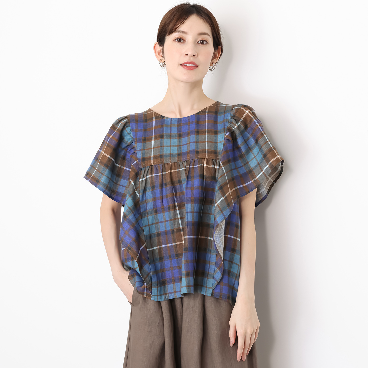 ゼラールスポーツ フレンチリネン１００％ しなやか＆ソフト仕上げ フレアースリーブ ブラウスプルオーバー