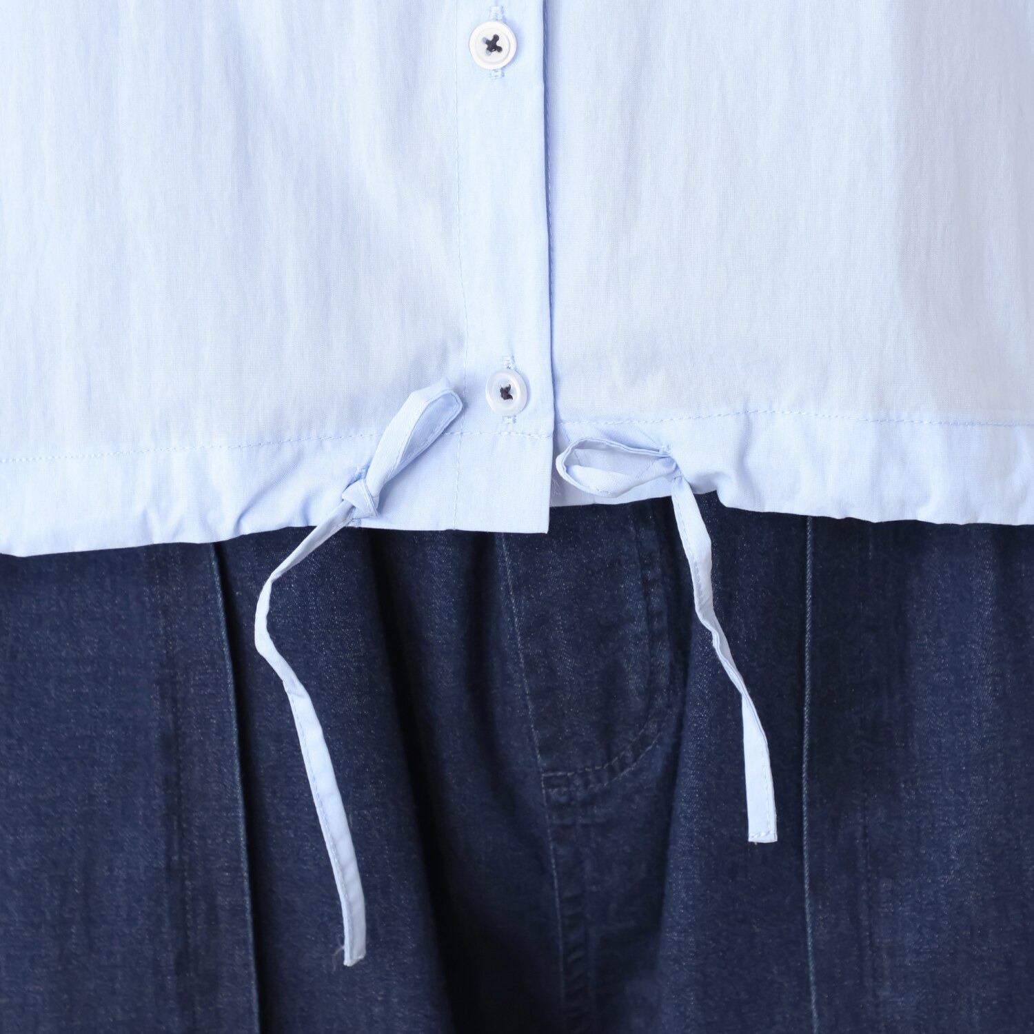 スタイル・ラヴィー ラインテープ＆ ポケットステッチ アクセント ドローストリングシャツ