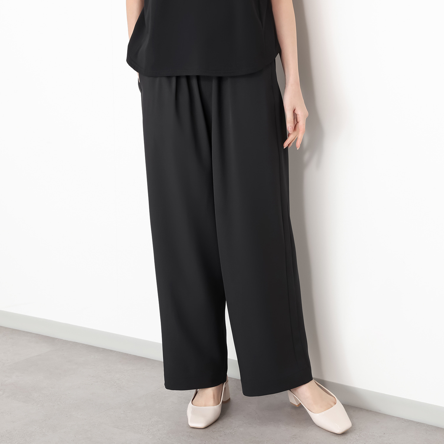 スタイル・ラヴィー 切替アクセント ストレッチが効いた イージーパンツ