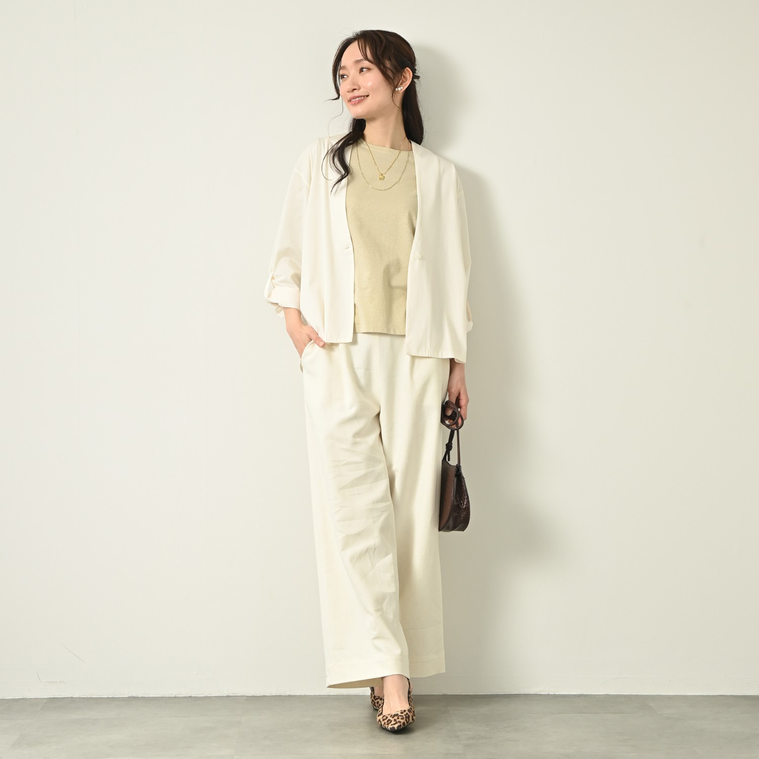 元町ゼラール フランス産リネン使用 ライトオンスデニム きれいめワイドストレート パンツ