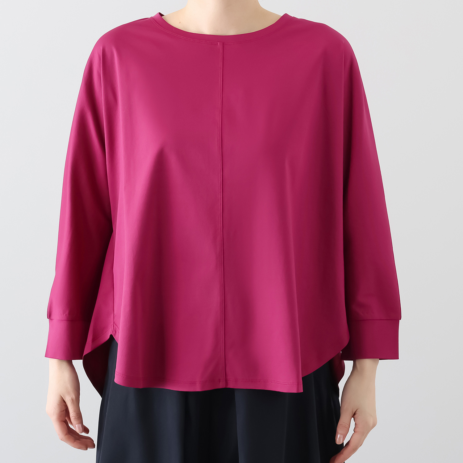 元町ゼラール ギザコットン１００％ プレミアムスムース ラウンドフォルム ドルマンスリーブ チュニックプルオーバー