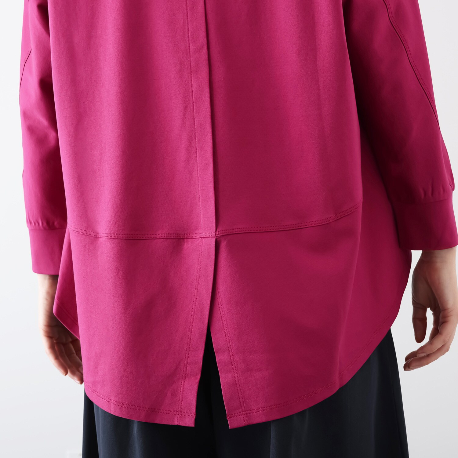 元町ゼラール ギザコットン１００％ プレミアムスムース ラウンドフォルム ドルマンスリーブ チュニックプルオーバー