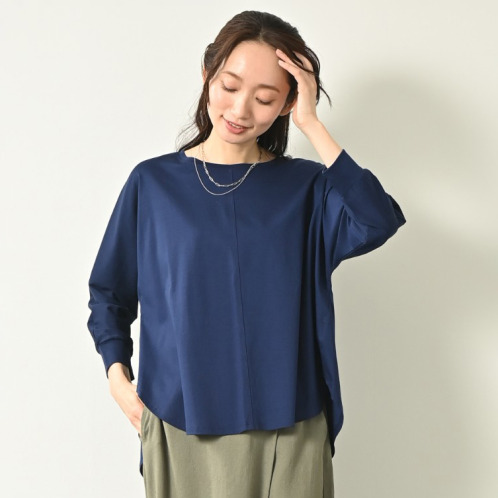 元町ゼラール ギザコットン１００％ プレミアムスムース ラウンドフォルム ドルマンスリーブ チュニックプルオーバー