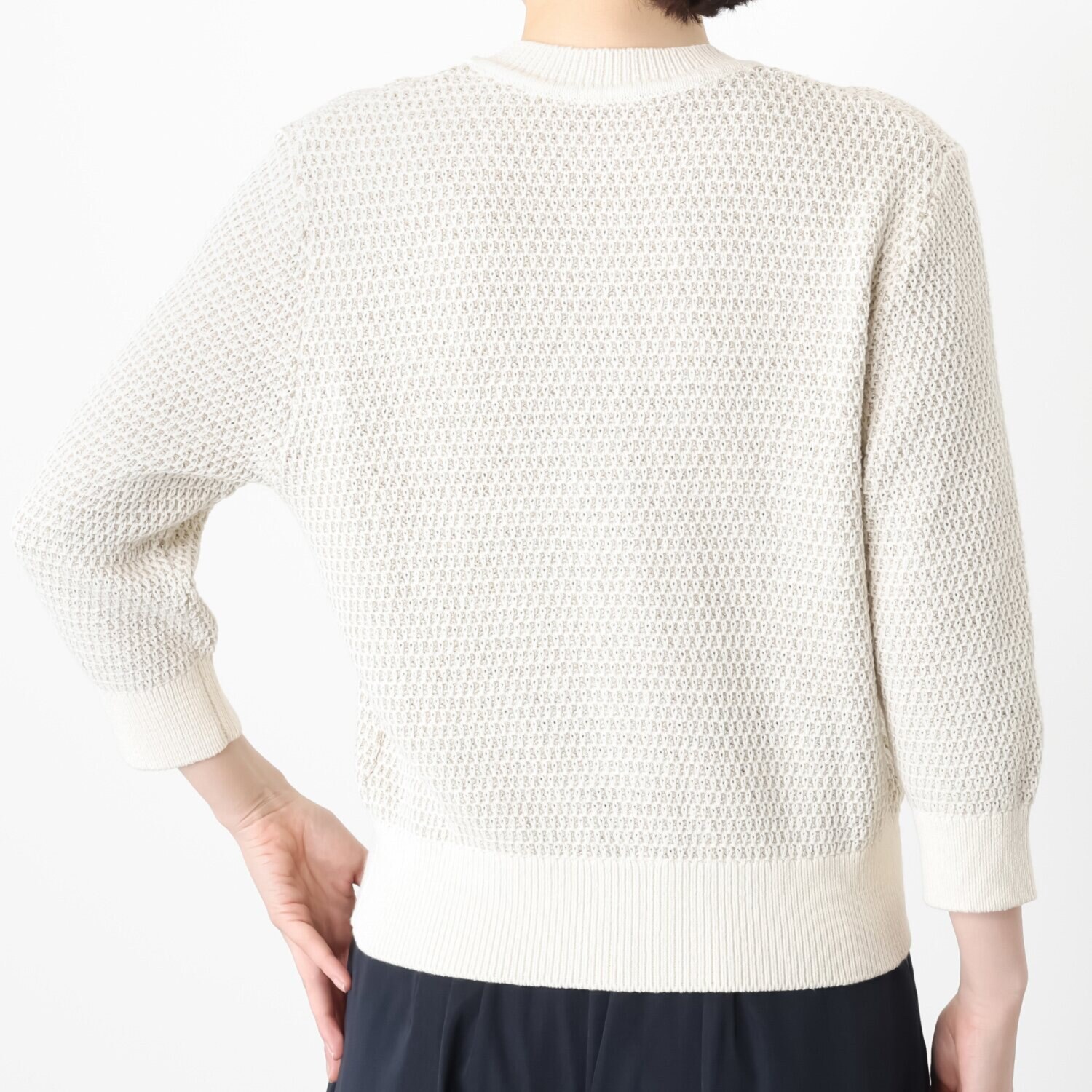 元町ゼラール コットン混リリヤーン ラメ入りツイード編 ニットカーディガン