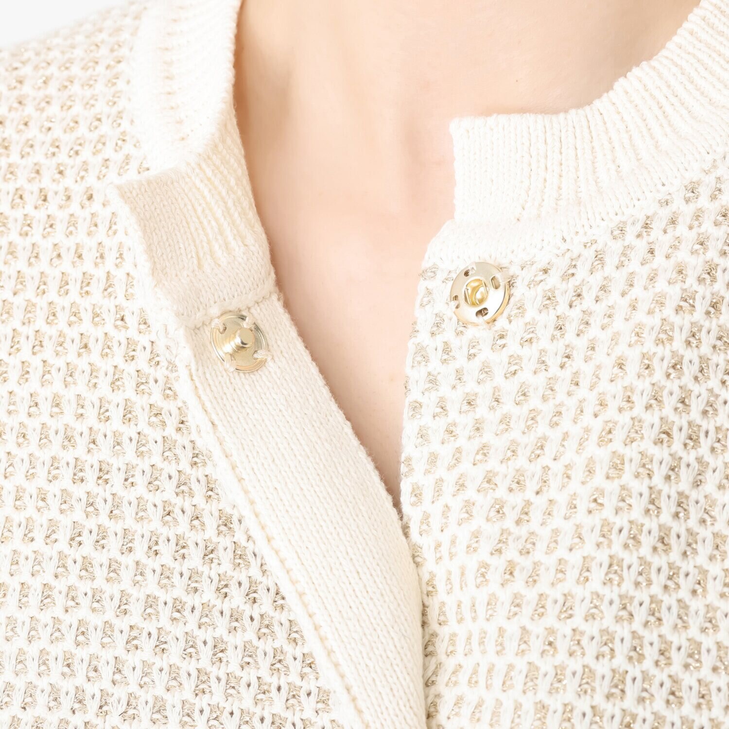 元町ゼラール コットン混リリヤーン ラメ入りツイード編 ニットカーディガン