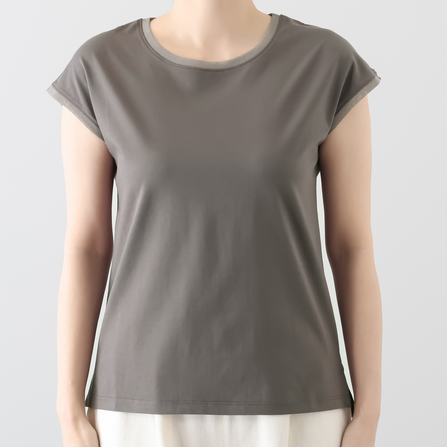 元町ゼラール ギザコットン混 プレーティング 天竺 ラウンドネック プルオーバー