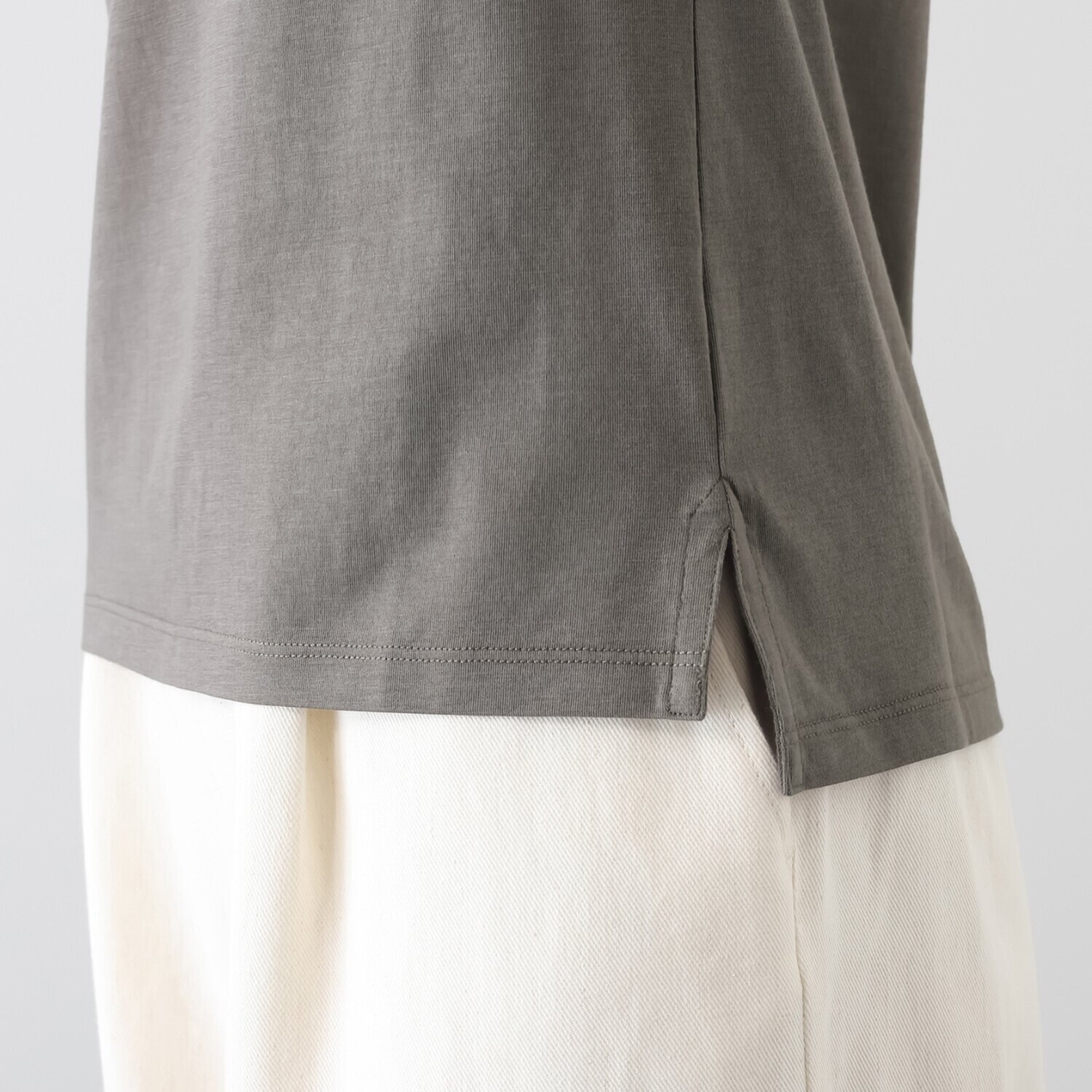 元町ゼラール ギザコットン混 プレーティング 天竺 ラウンドネック プルオーバー