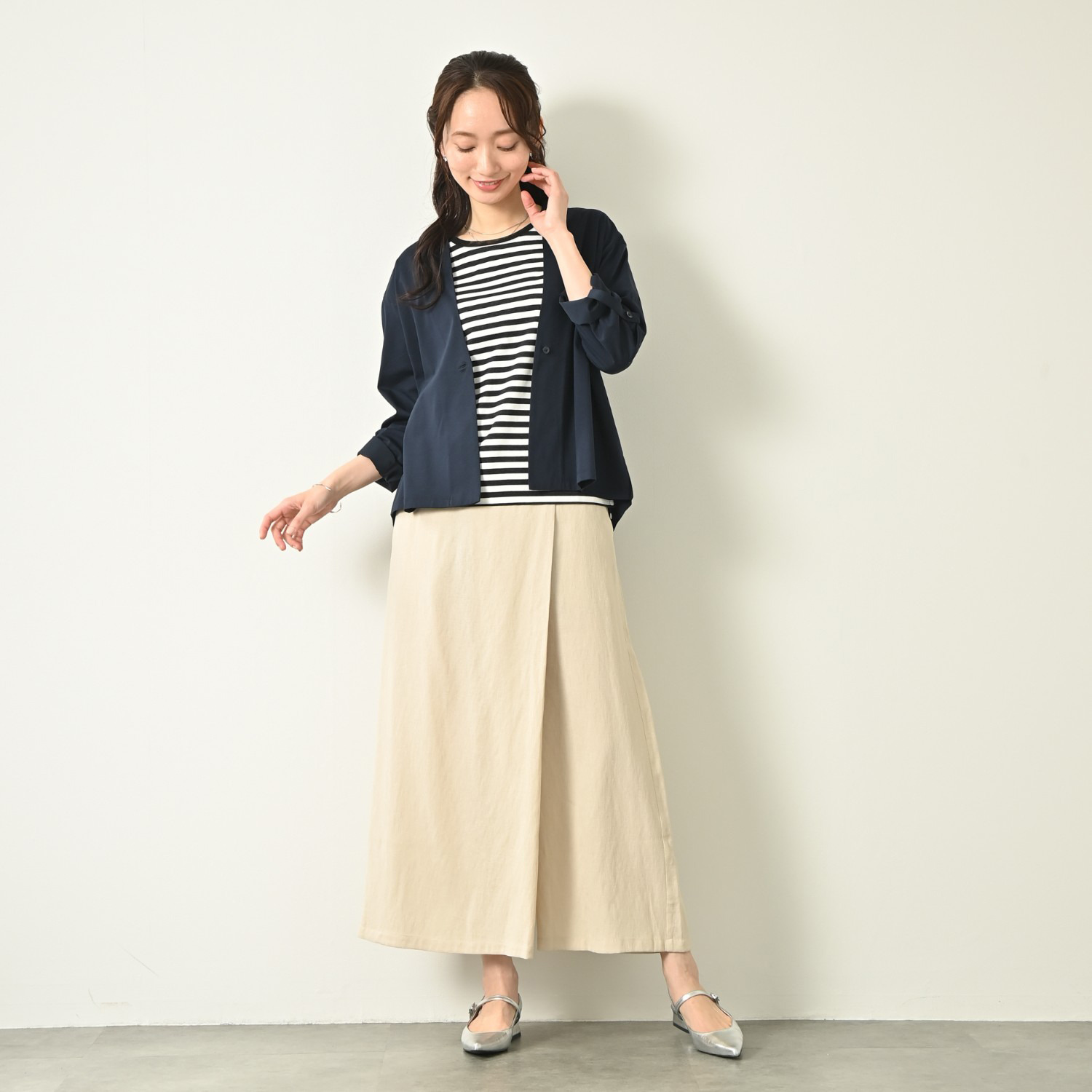 元町ゼラール ギザコットン混 プレーティング 天竺 ラウンドネック プルオーバー