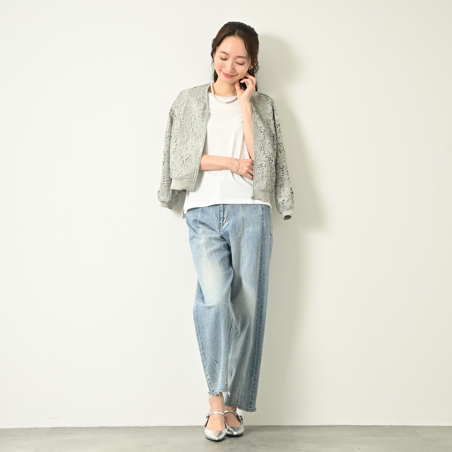 元町ゼラール ギザコットン混 プレーティング 天竺 ラウンドネック プルオーバー