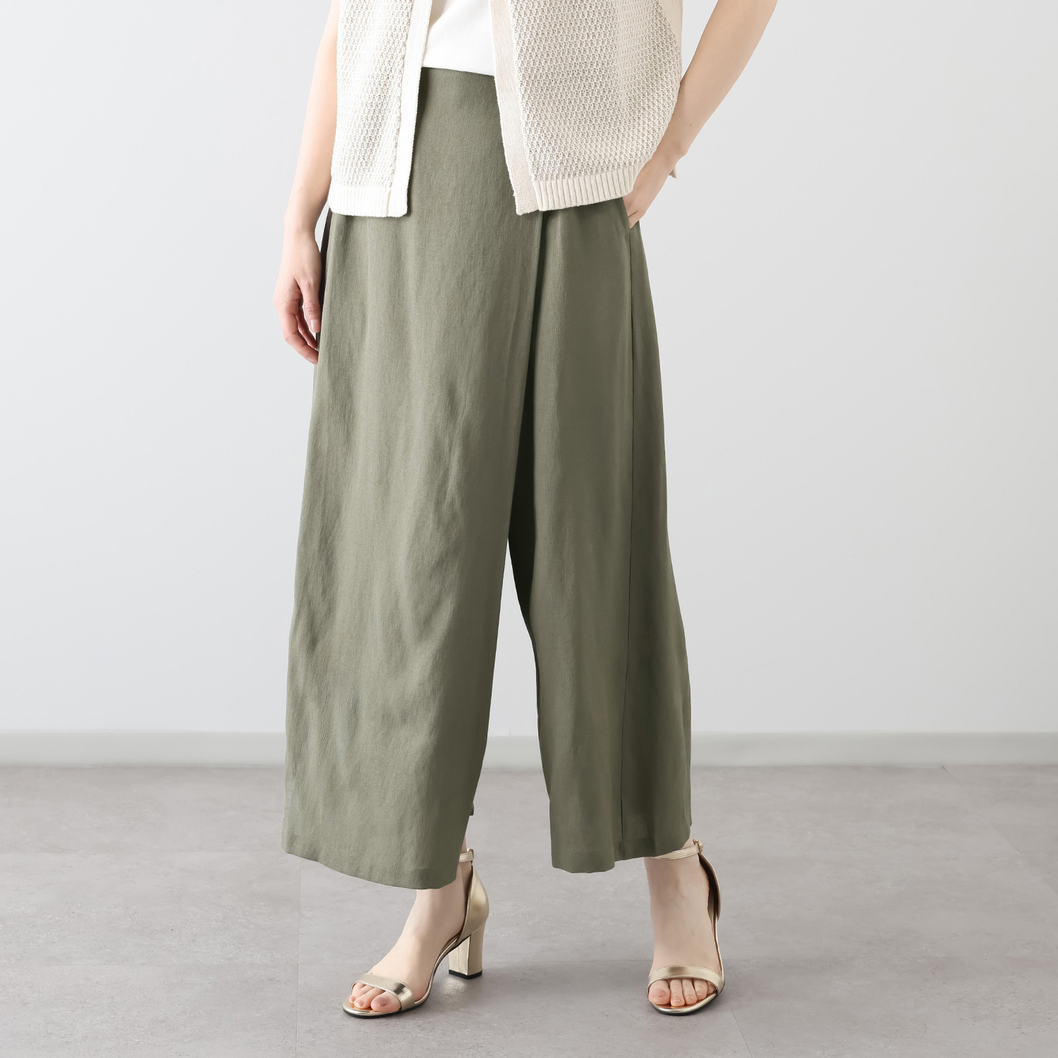 元町ゼラール ドレープ感が美しい！ しなやかオックス ラップデザインパンツ