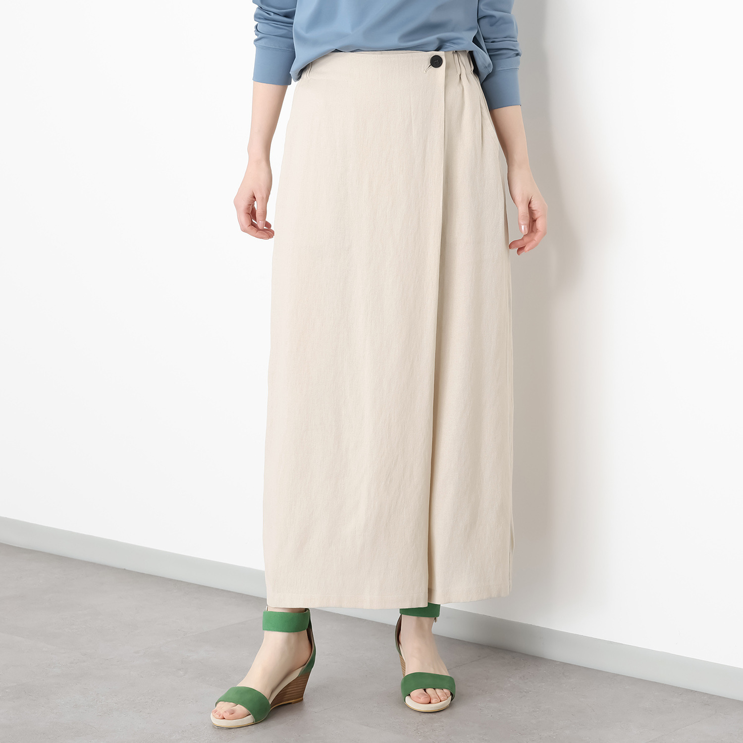 元町ゼラール ドレープ感が美しい！ しなやかオックス ラップデザインパンツ