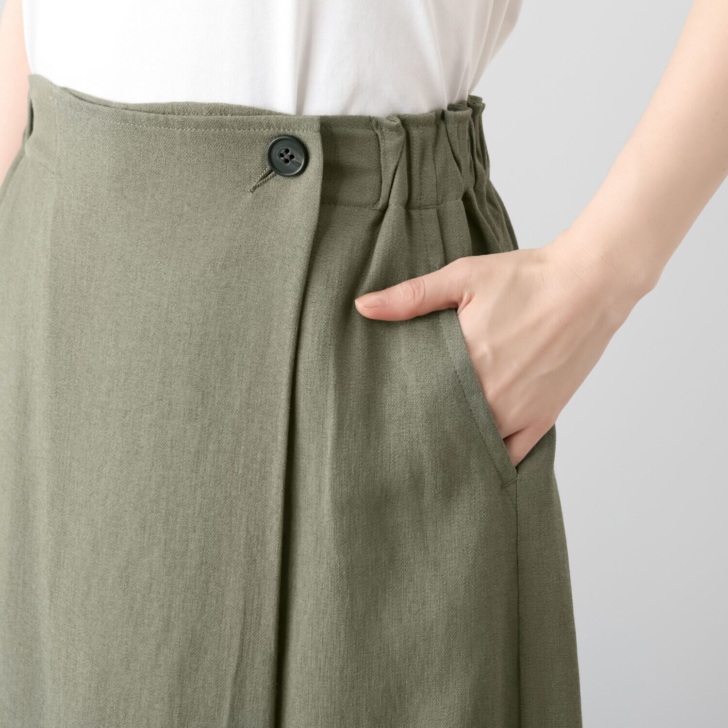 元町ゼラール ドレープ感が美しい！ しなやかオックス ラップデザインパンツ