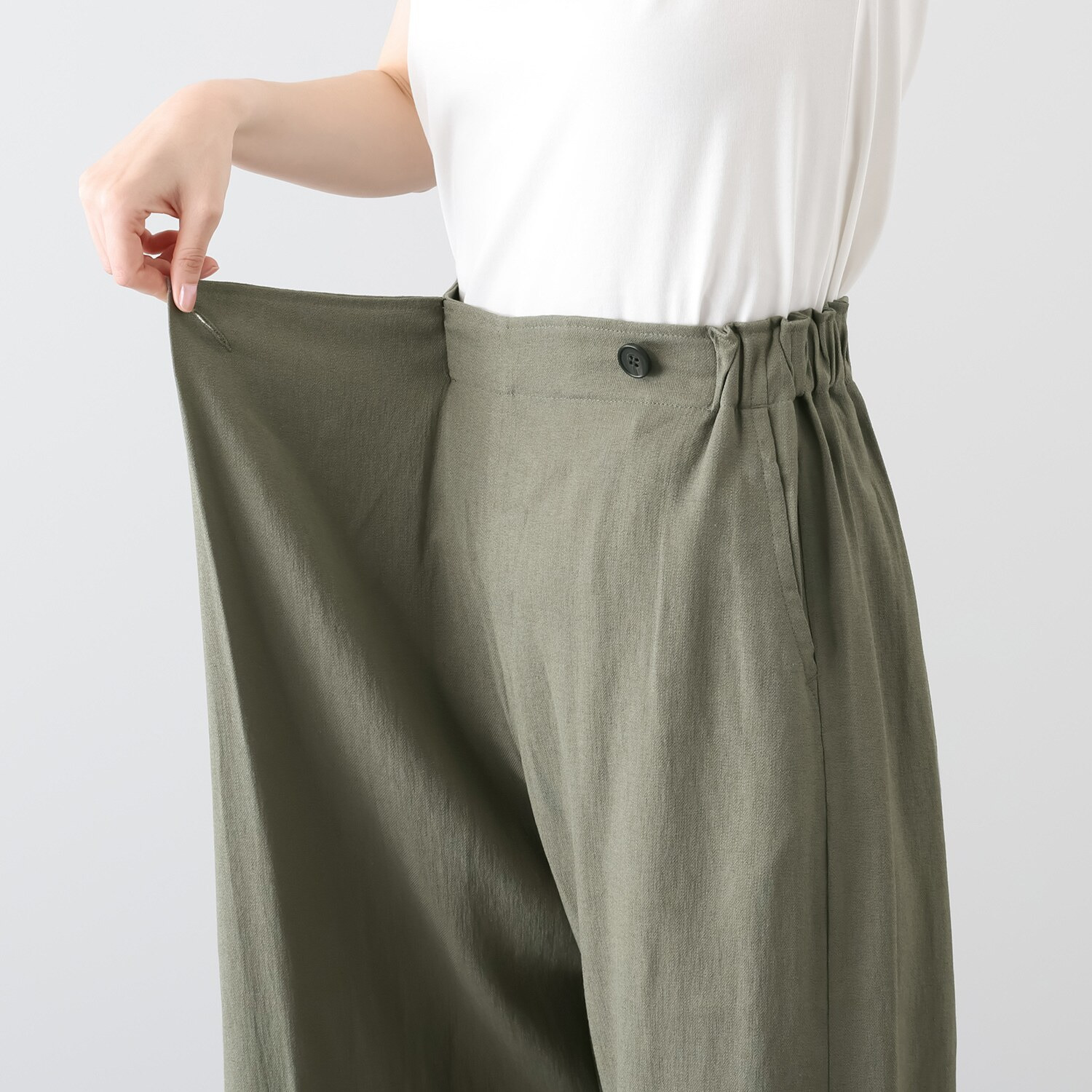 元町ゼラール ドレープ感が美しい！ しなやかオックス ラップデザインパンツ