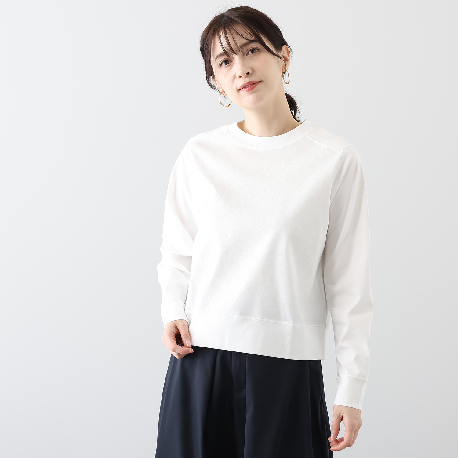 元町ゼラール ギザコットン１００％ プレミアムスムース セットインスリーブ プルオーバー