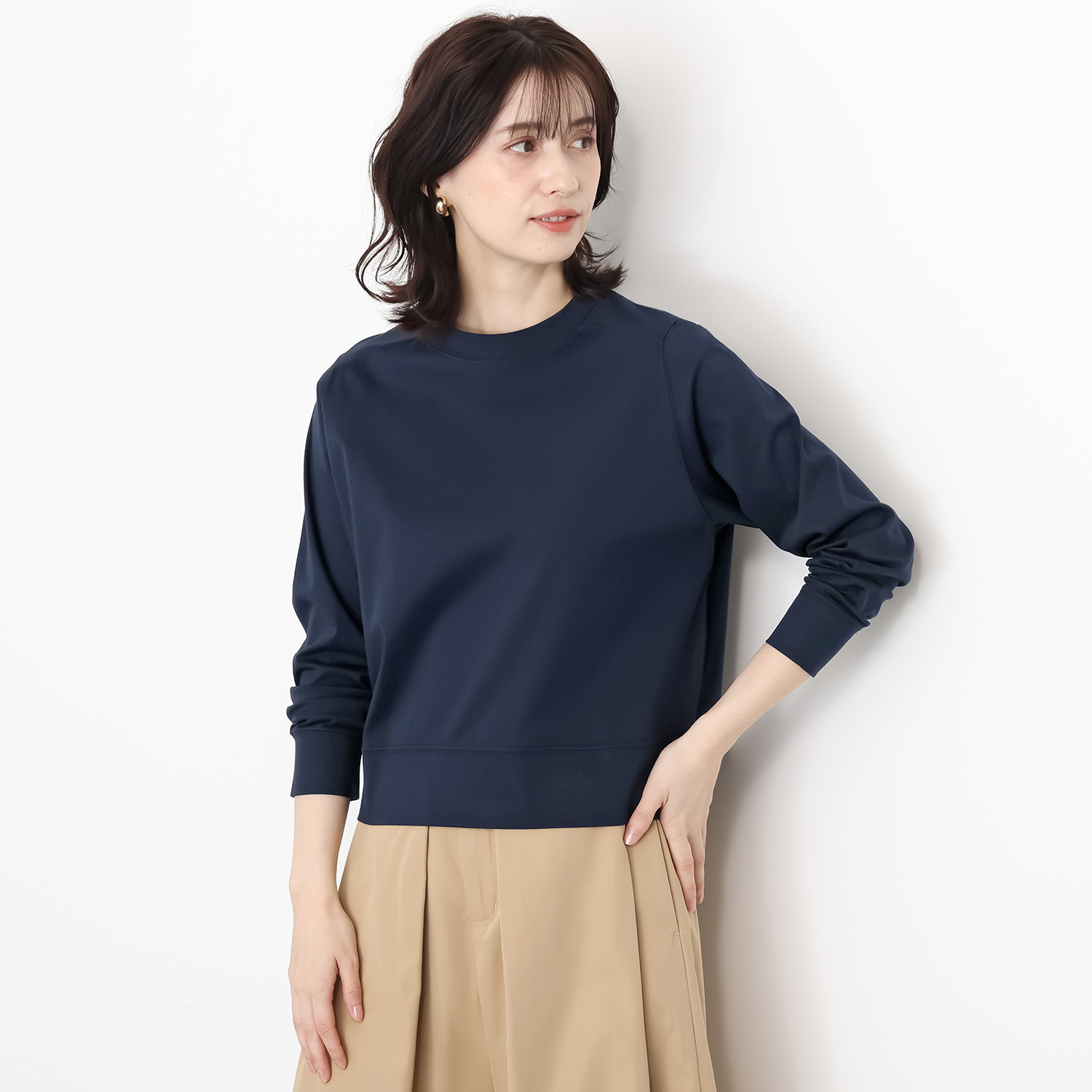 元町ゼラール ギザコットン１００％ プレミアムスムース セットインスリーブ プルオーバー