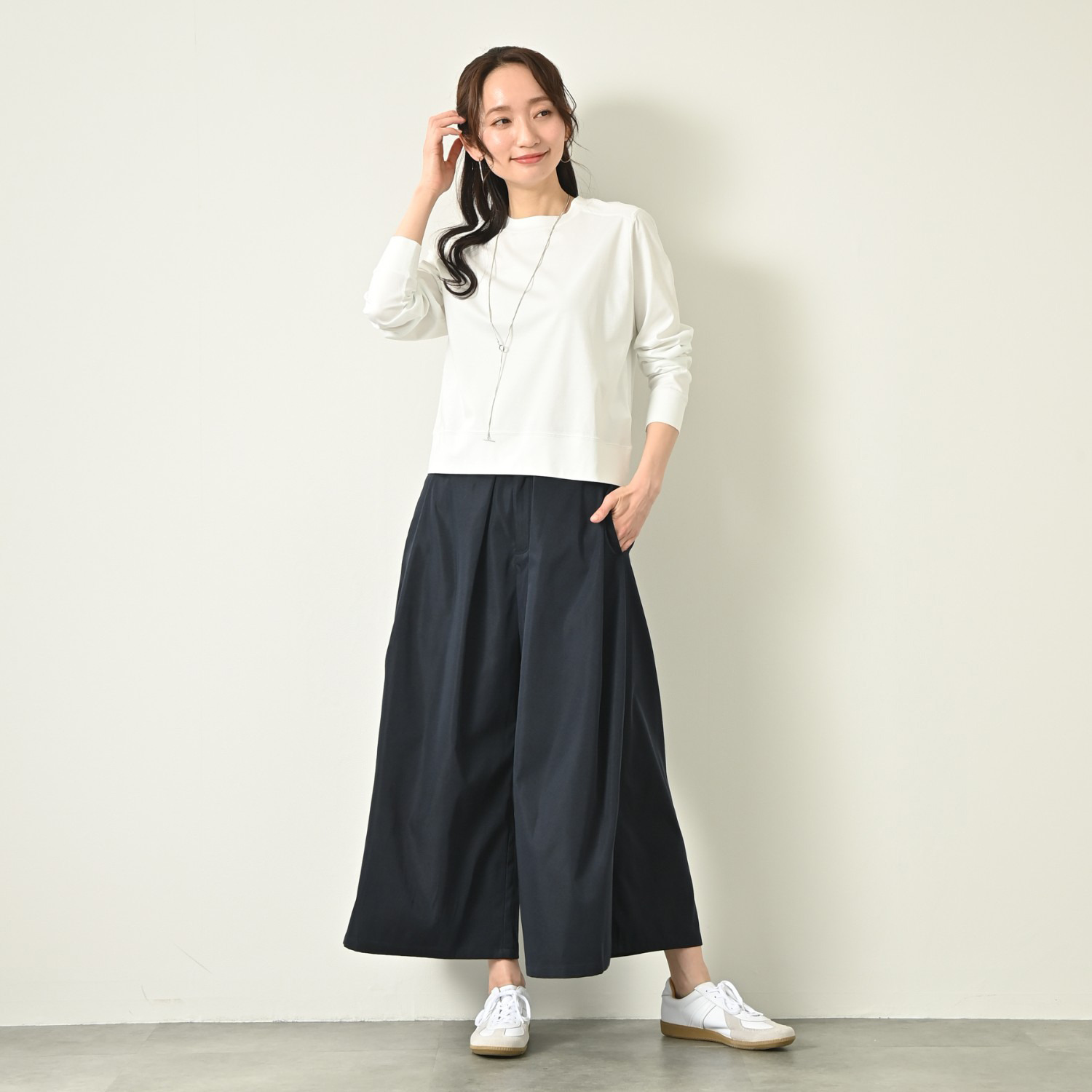 元町ゼラール ギザコットン１００％ プレミアムスムース セットインスリーブ プルオーバー