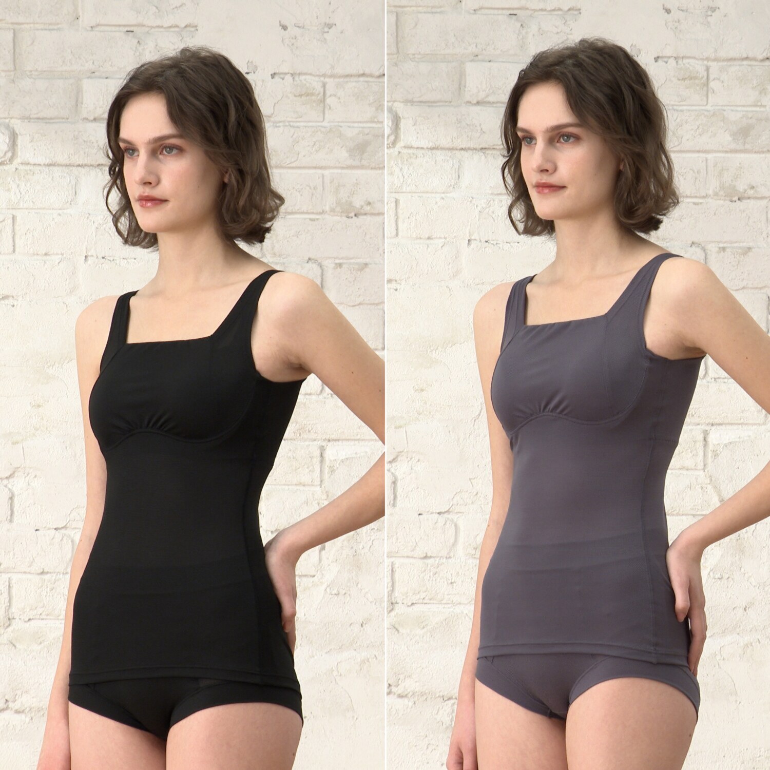 きれいになろう！ 爽やかメッシュ調 ワイヤーで美バストメイク ブラキャミ２枚セット