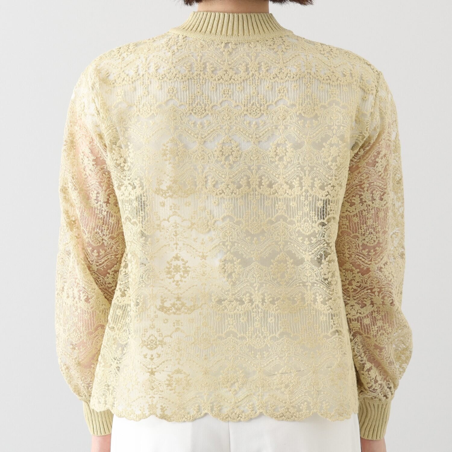 アトリエ　クース 日常を華やかに彩る スカラップレース× ニット カーディガン