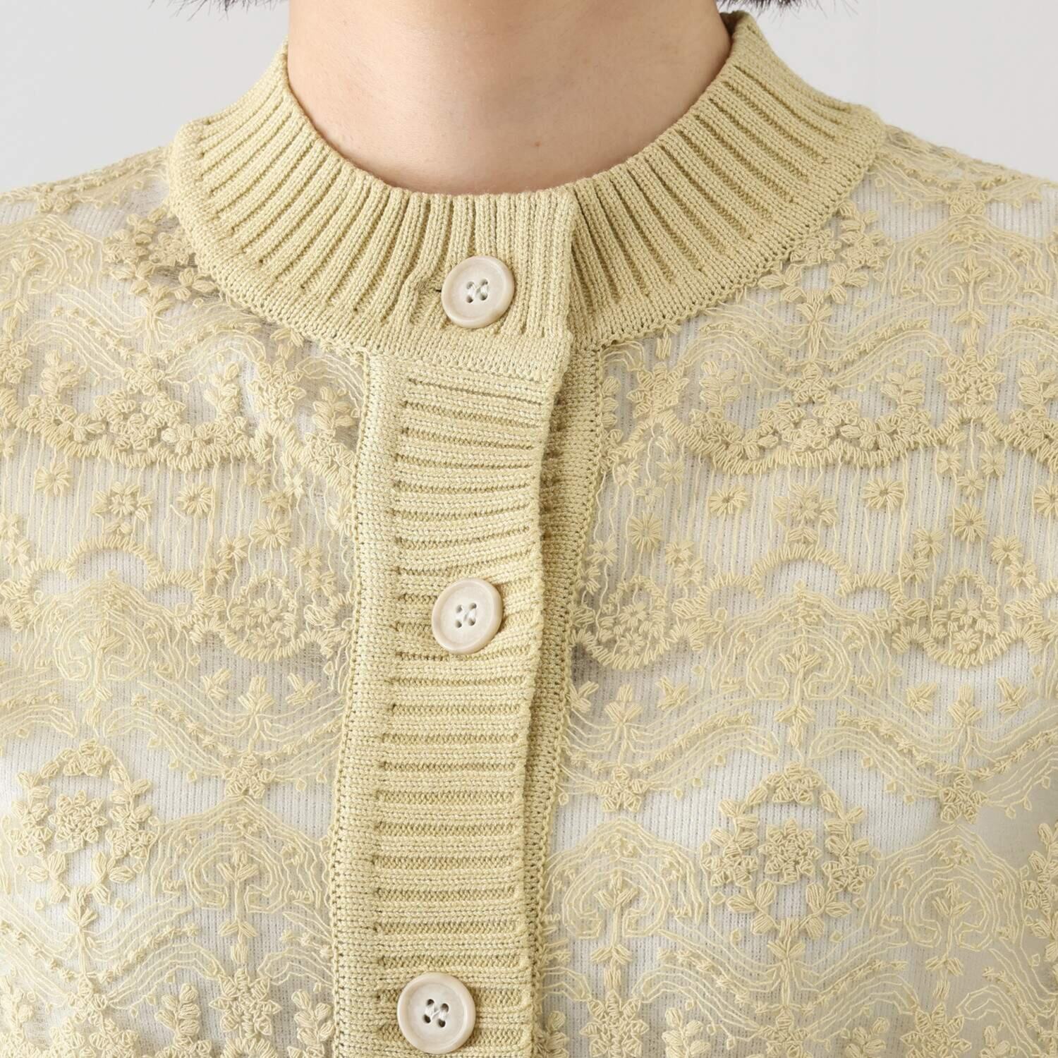 アトリエ　クース 日常を華やかに彩る スカラップレース× ニット カーディガン