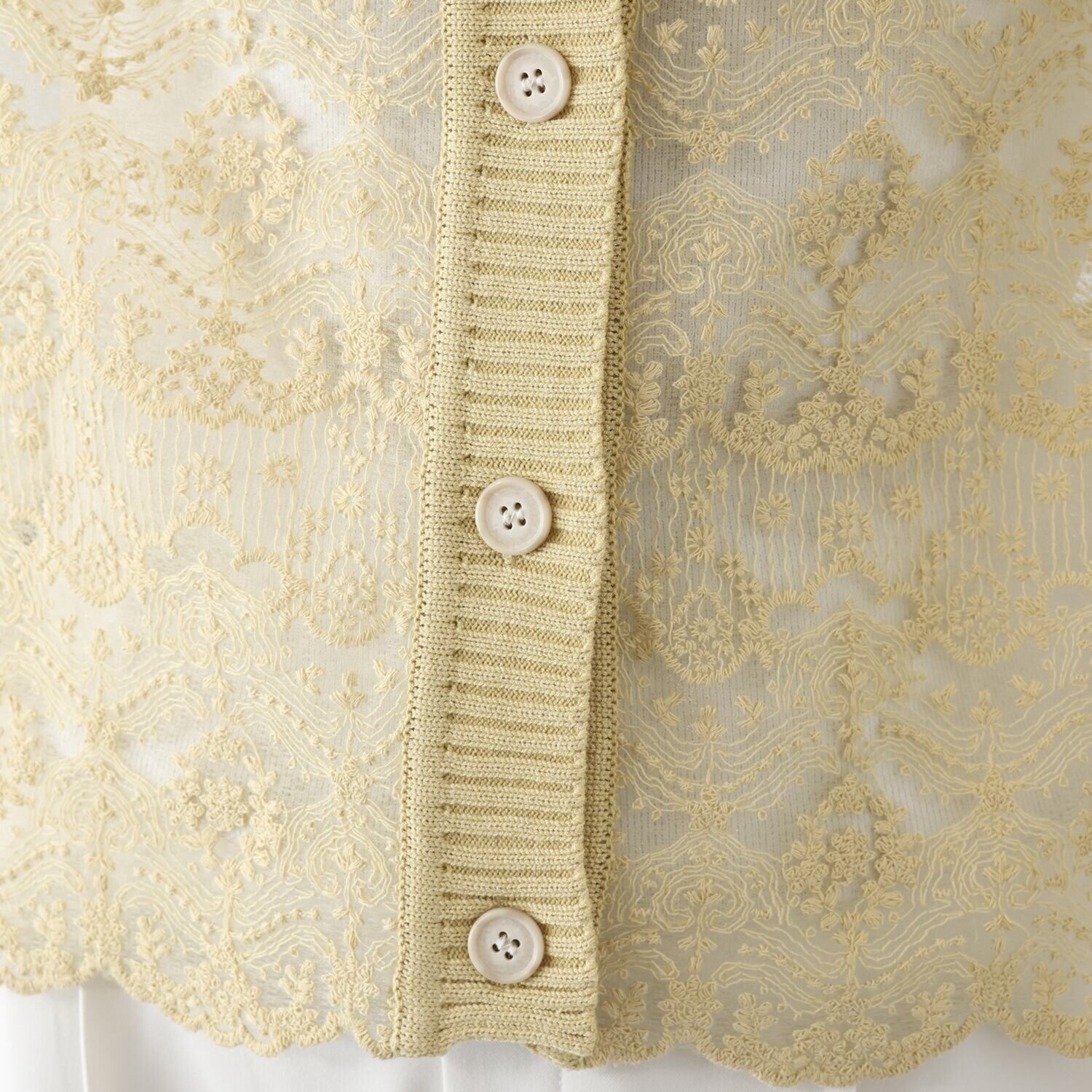 アトリエ　クース 日常を華やかに彩る スカラップレース× ニット カーディガン