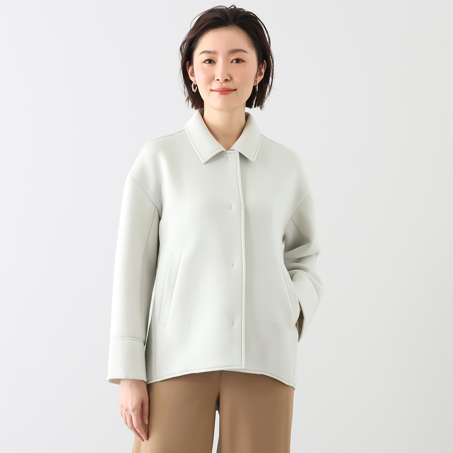 リサリサ ソフトダンボール バックラグランスリーブ シャツカラーブルゾン