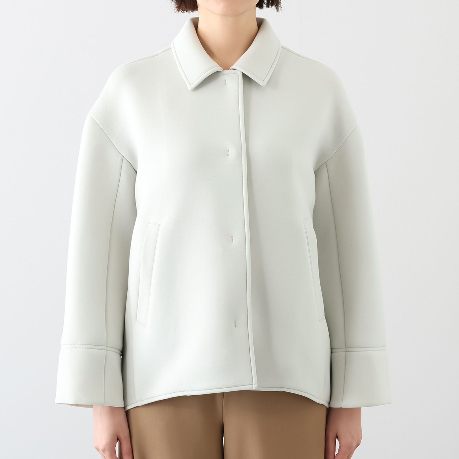 リサリサ ソフトダンボール バックラグランスリーブ シャツカラーブルゾン