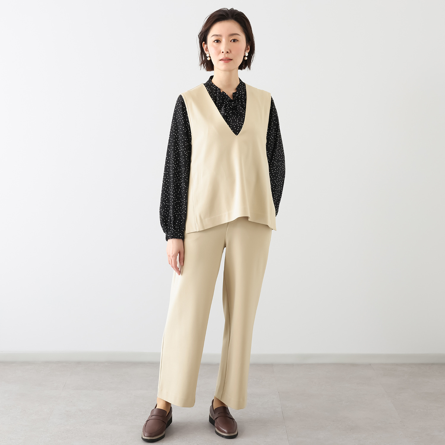 リサリサ プラミカル ２ウェイストレッチツイル サイドベンツアクセント ジレ