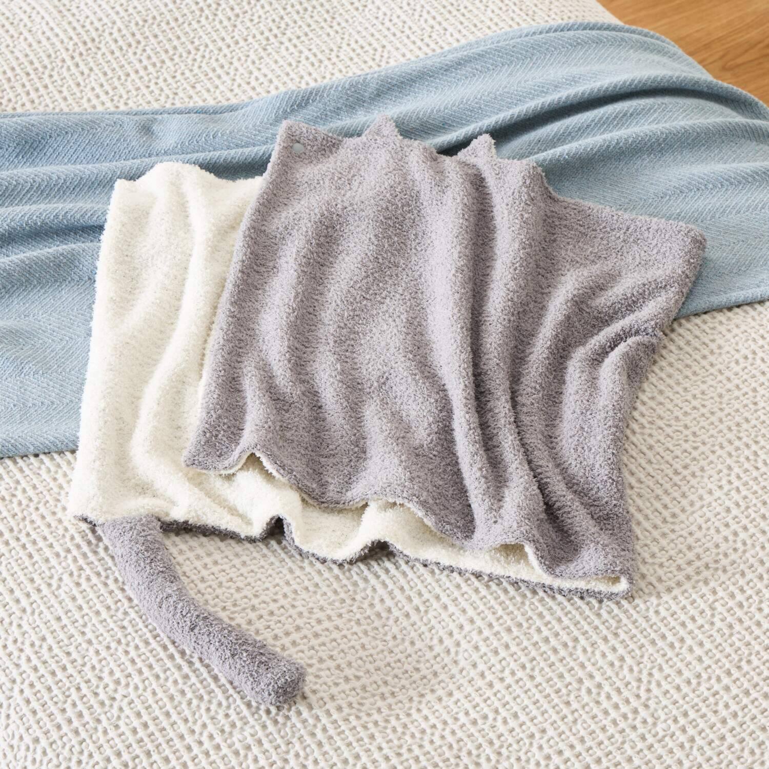 福助 ふわふわとろんな肌触り 猫耳としっぽに癒される！ にゃらまきブランケット