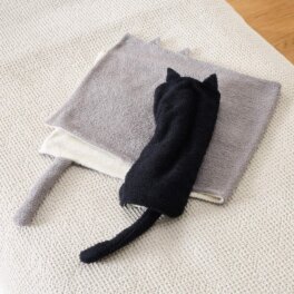 福助 ふわふわとろんな肌触り 猫耳としっぽに癒される！ にゃらまきブランケット