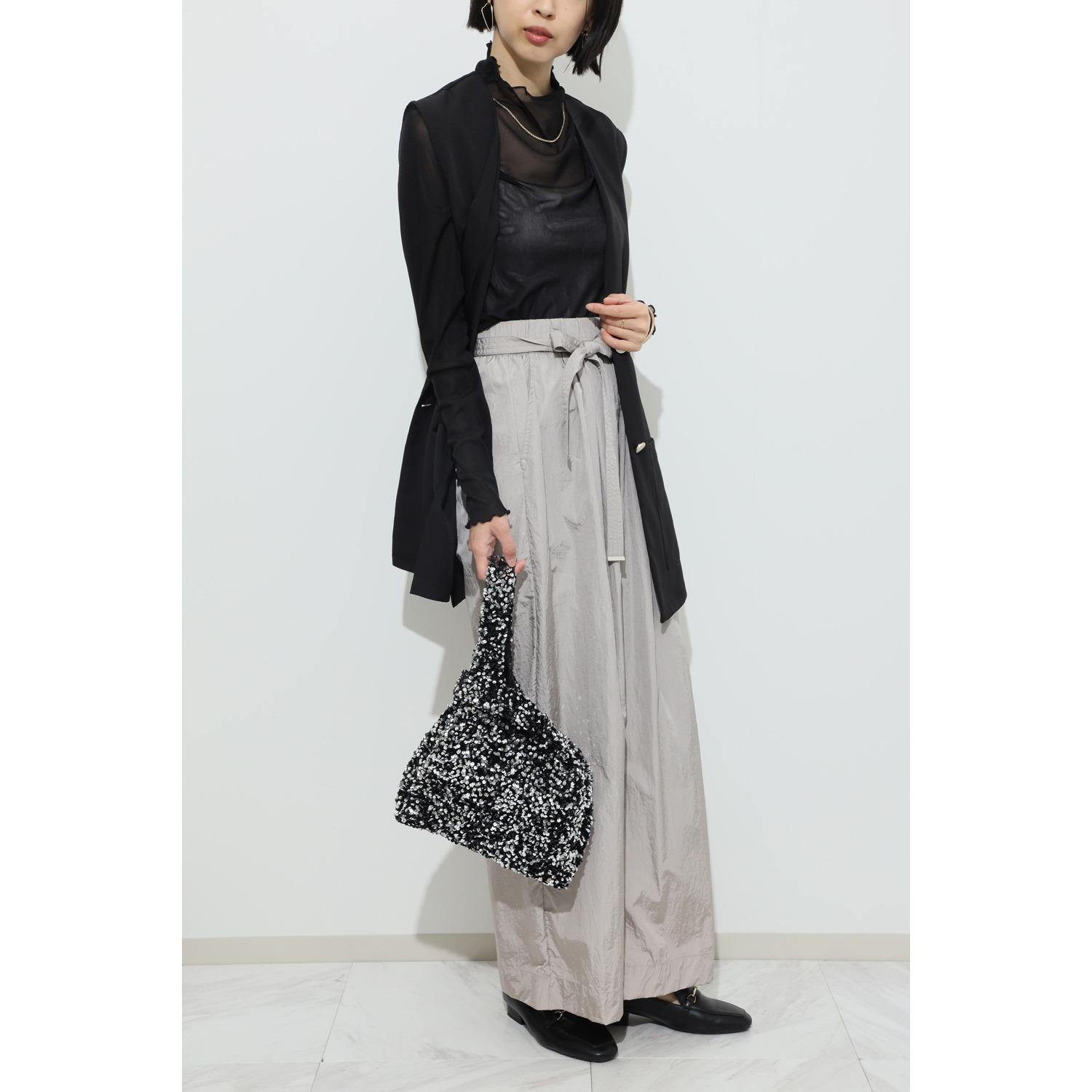 ピソラロ スパンコール ミニトートバッグ