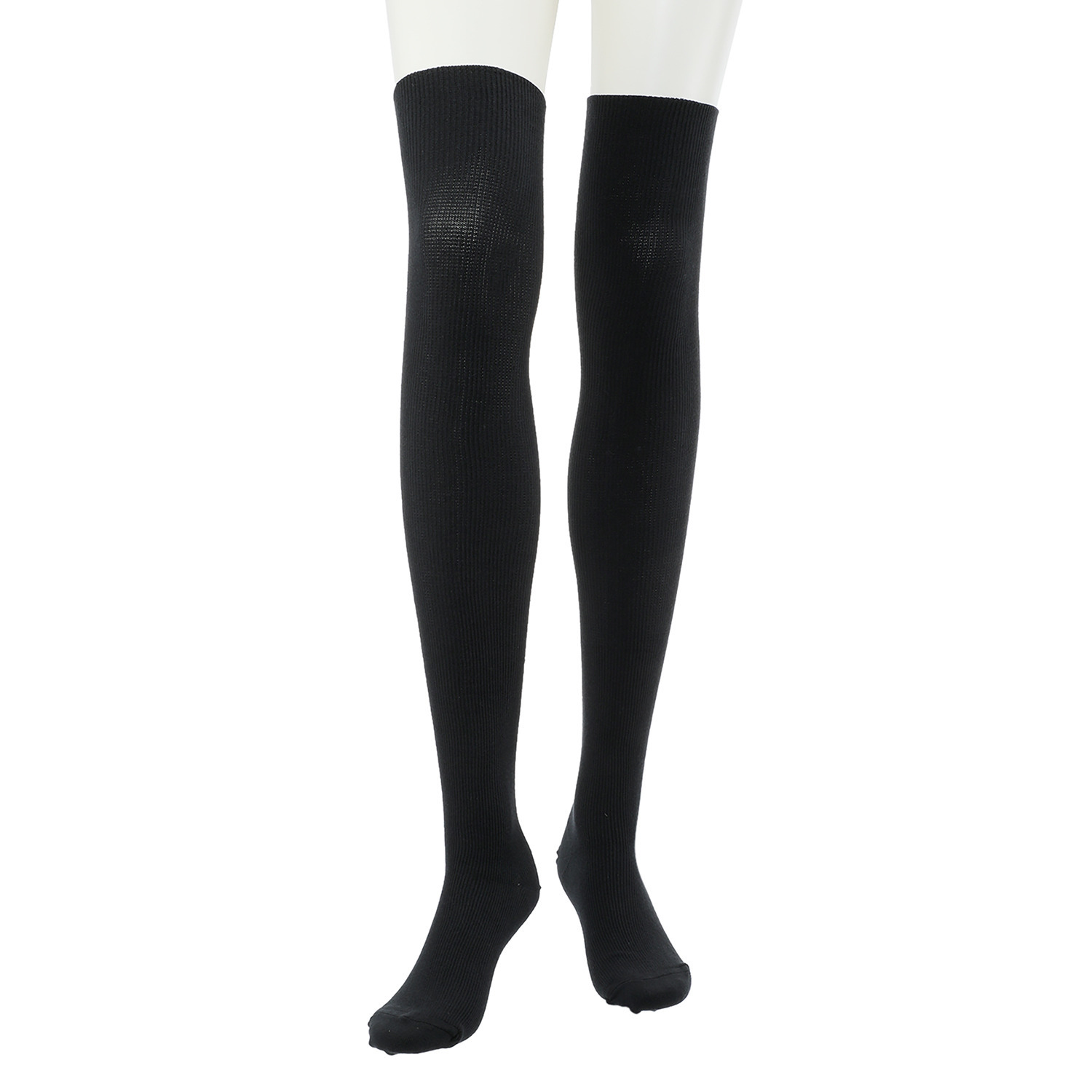 リオッサ 足首キュッ！ ひざ裏ゆったりの快適着圧 寝るときソックスＶ ブラック４足セット