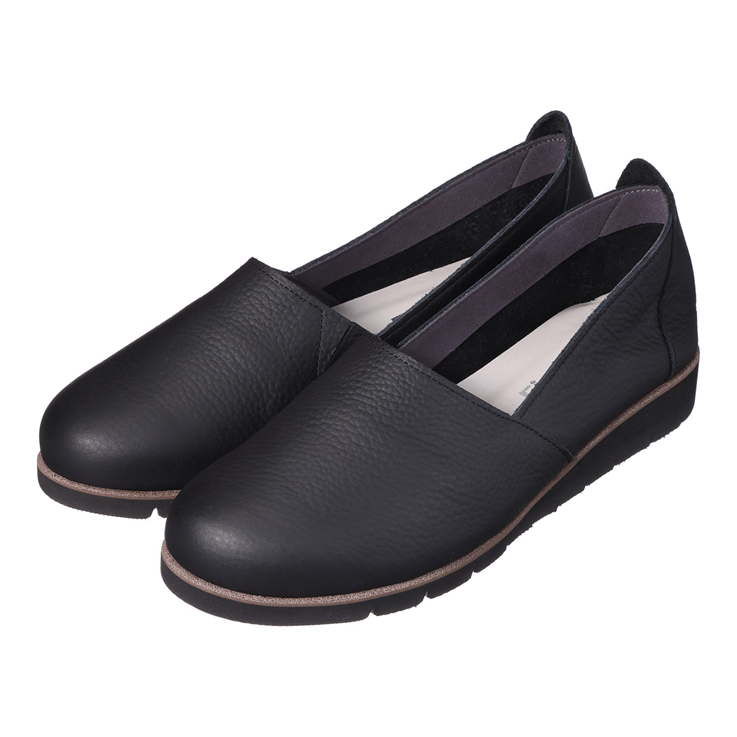 フィグリーノ 日本製　はっ水牛革 柔らか仕立て　超軽量 ラウンドトゥ　リラックス ウエッジソールシューズ