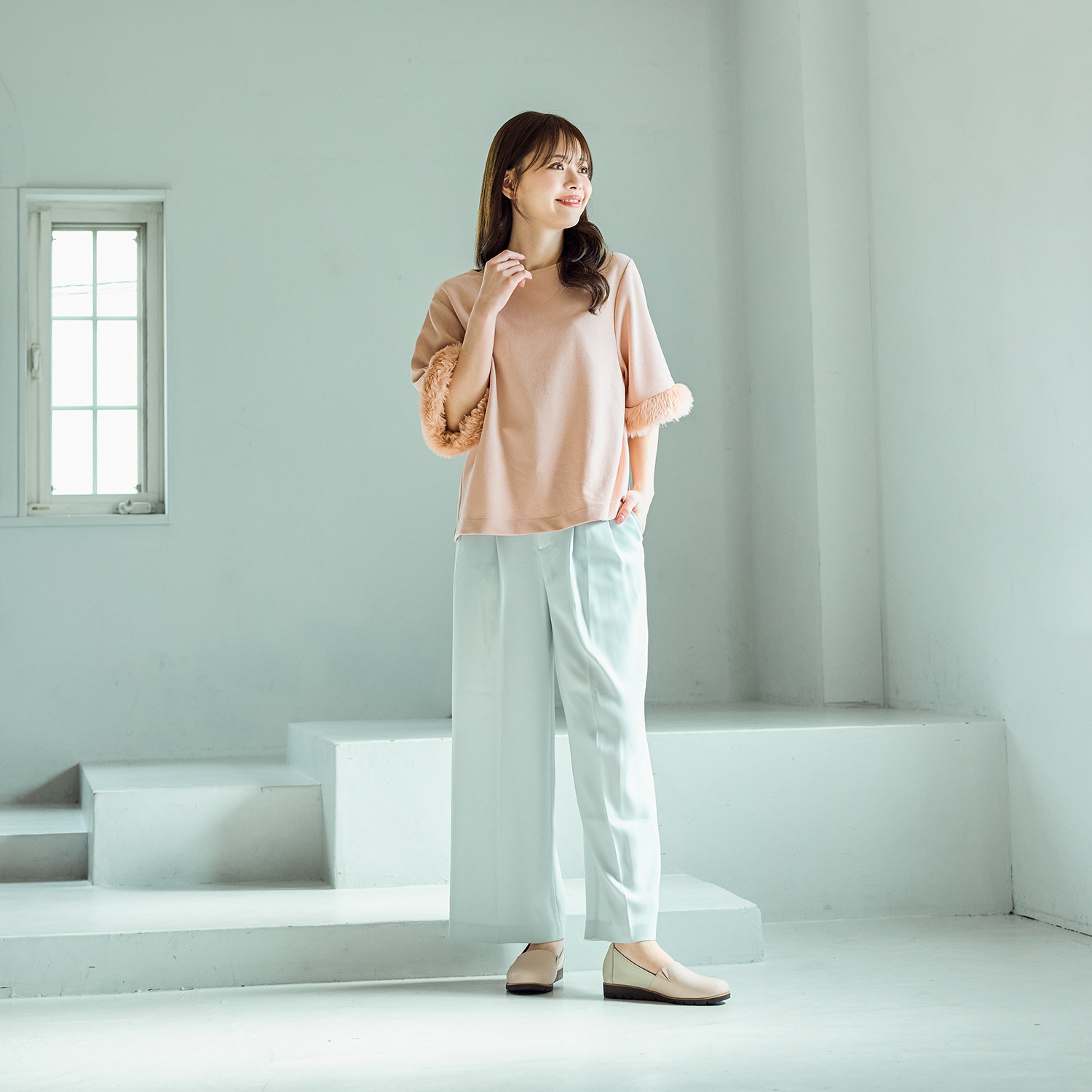 フィグリーノ 日本製　はっ水牛革 柔らか仕立て　超軽量 ラウンドトゥ　リラックス ウエッジソールシューズ