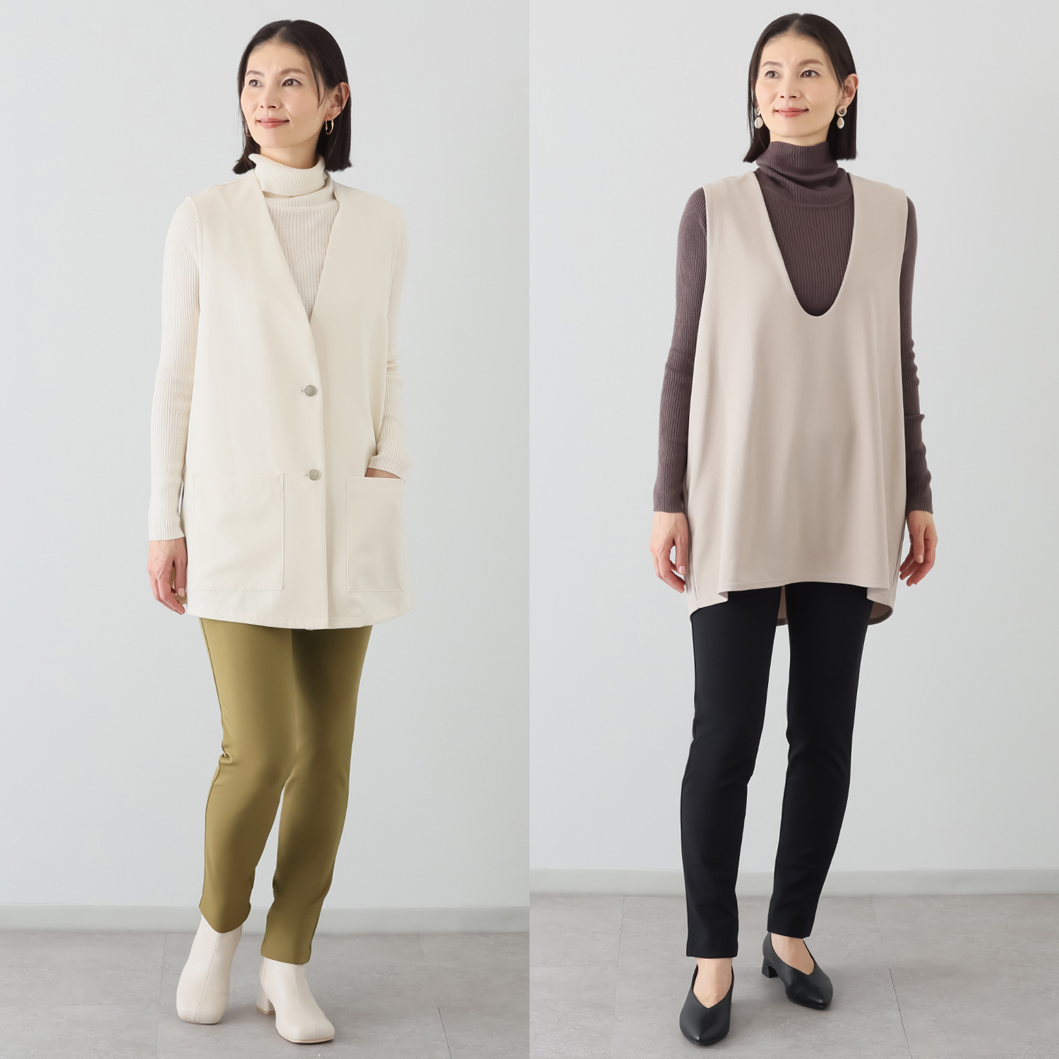 ピーツー ブラックと お好きなカラーが選べる！ キュプラ裏起毛 スリムパンツ２本セット ＜股下７２ｃｍ＞