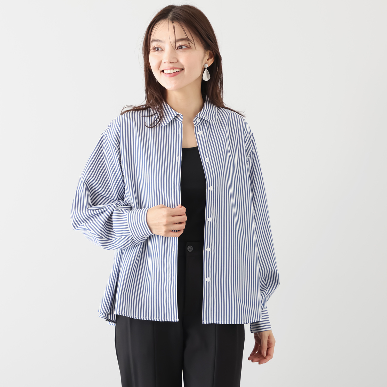 アペーナ バックリボンアクセント 大人シャツブラウス