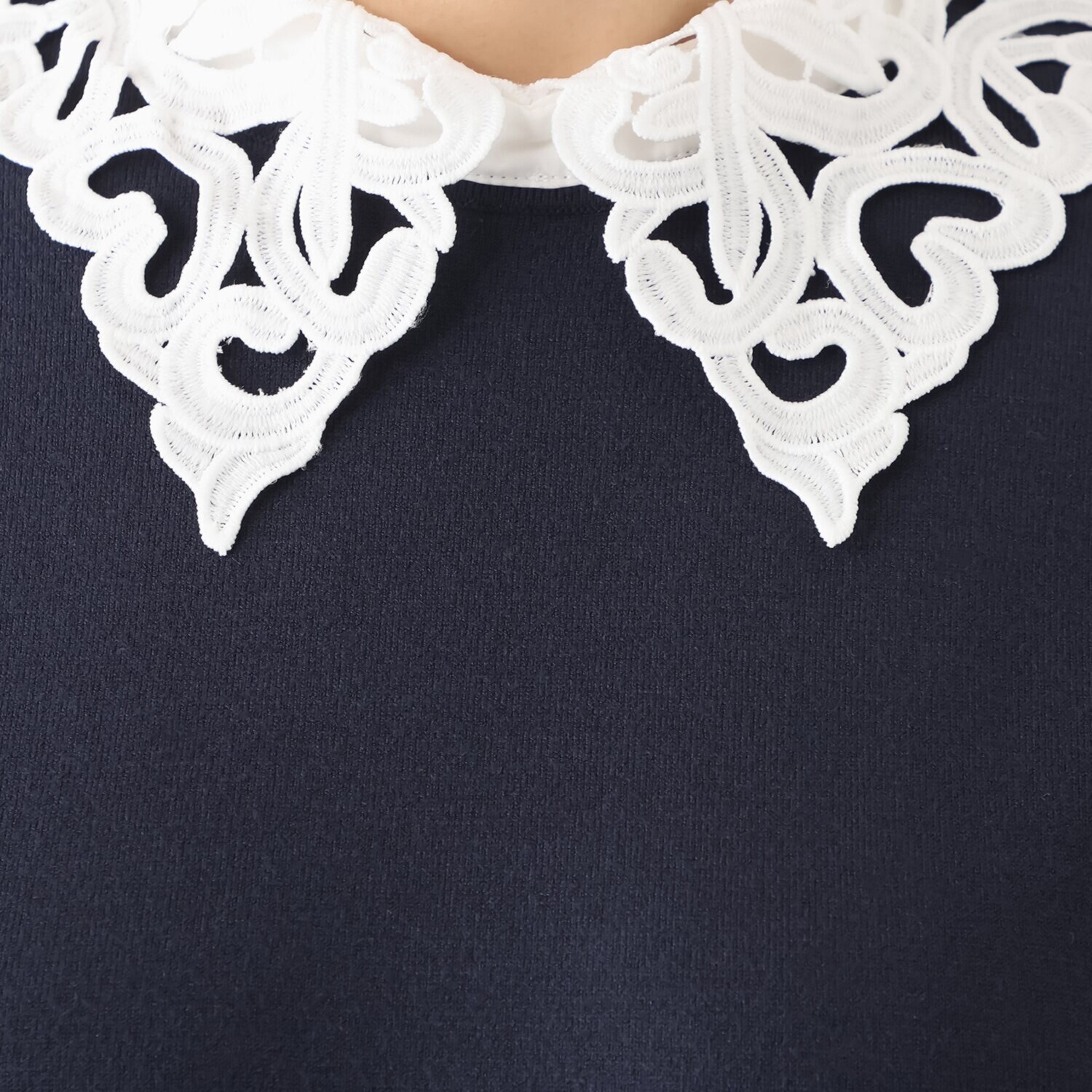 アペーナ バイカラー オリジナルレース アクセント ニットプルオーバー